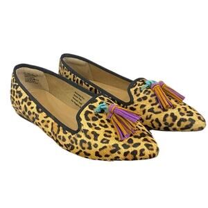 Hush Puppies Leopard Calf Hair Sadie Tassel Slip On Loafers Flats Shoes 7.5